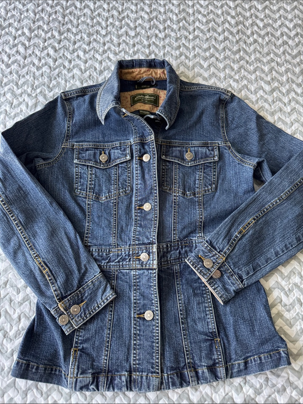 Eddie Bauer Classic Blue Denim Jacket with Button Front